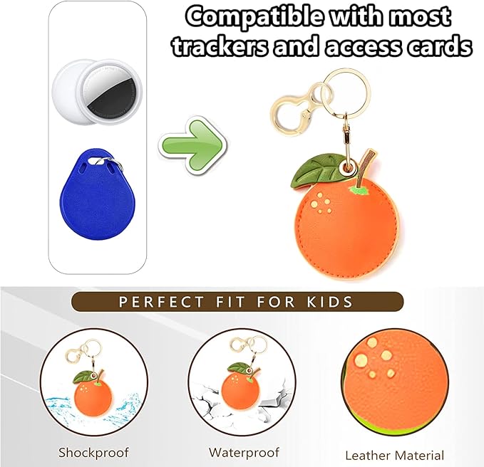 Leather Keychain Holder Case Compatible with AirTag,Cute air tag Cover with Keychain Ring,GPS Tracker Case for Keys