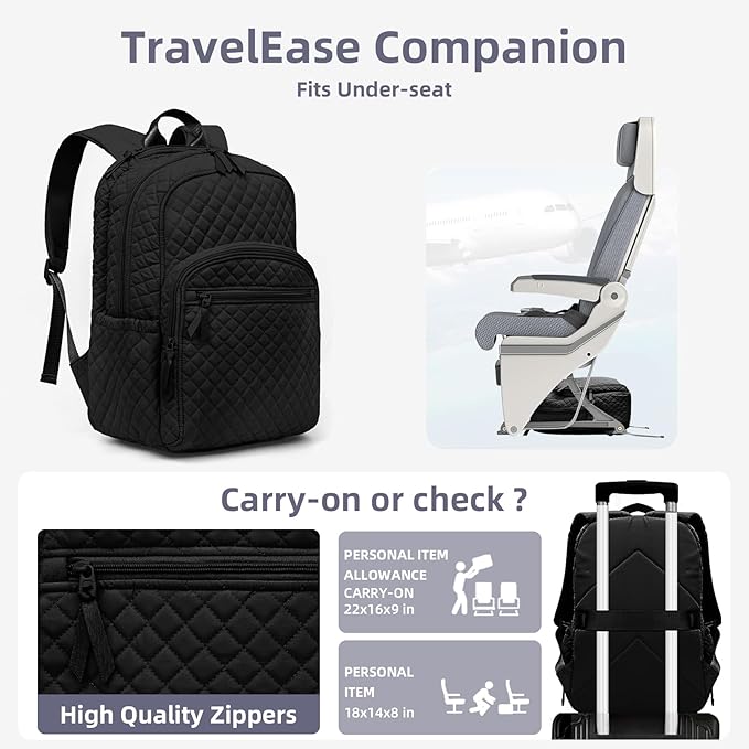 Backpack for Women,College Backpack,Quilted Casual Daypack,Waterproof Bookbag for 15.6Inch Laptop