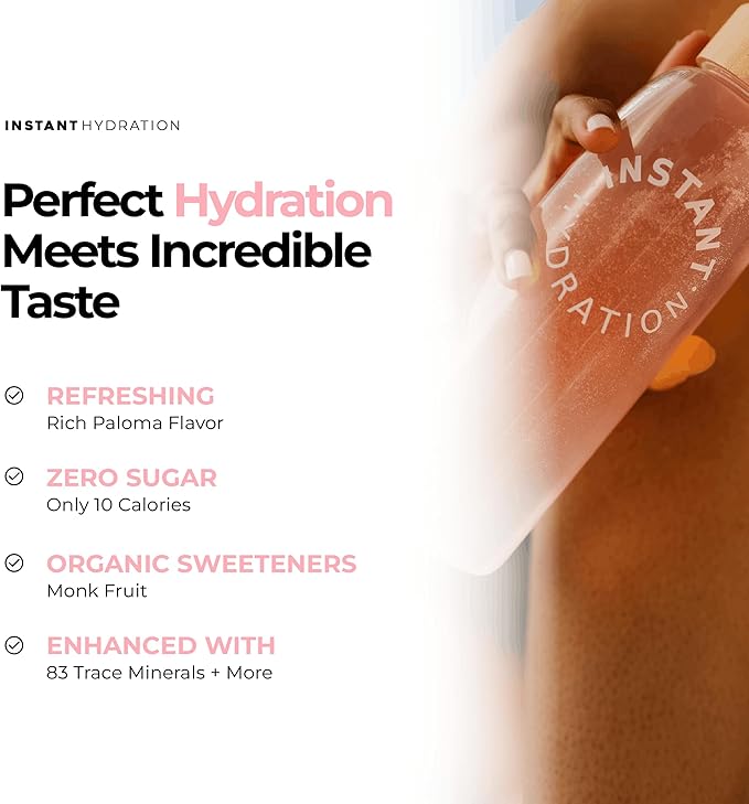 Instant Hydration Sugar Free Electrolytes Powder Packets - Watermelon Electrolyte Drink Mix & Travel Essentials - Post Workout Recovery, Brain Health, Muscle & Tissue Support - 20 Count