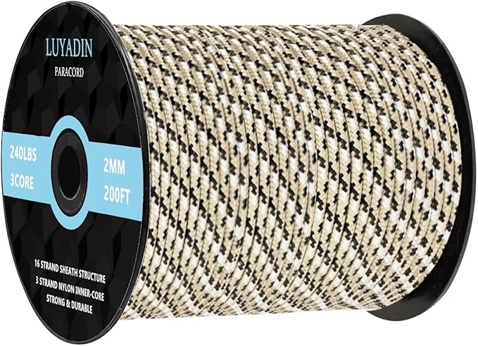 Paracord 240lb - Diameter 2mm Micro Utility Cord -3 Strand Parachute Spool Cord - 100ft 200ft,Paracord for Camping,Hiking,Fishing,Outdoor and DIY