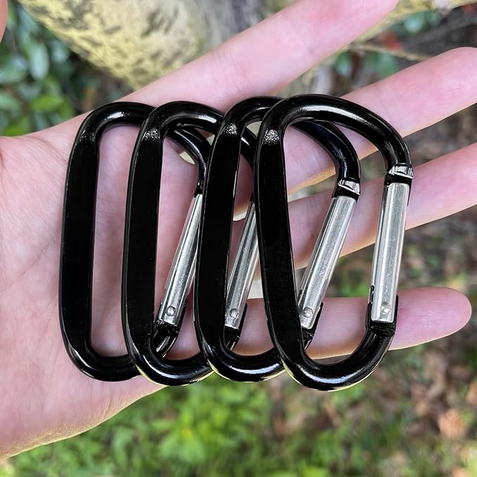 3" Aluminum Carabiner Clips, 12PCS D Ring Shape Keychain Carabiners Hook Buckle