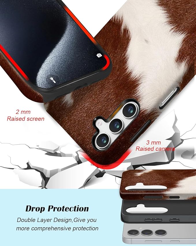 Compatible for Samsung Galaxy A36 5G Case, Dual Layer Heavy Duty 2 in 1 Shockproof Protective Phone Case,Western Cowhide Print Luxury Design
