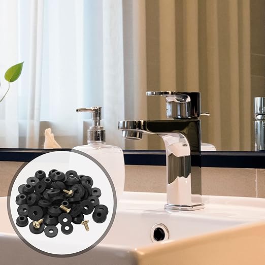 58 Pack Faucet Washer Assortment Kit - Flat and Beveled Rubber Faucet Washers for Repairing Leaks