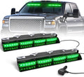 HLauto 6Z4J Emergency Dash Strobe Lights: 2x16.8 inch Green Safety Lights, 48 LED Flashing Warning Hazard Interior Windshield Visor Traffic Light Bar for Trucks, Construction Vehicles