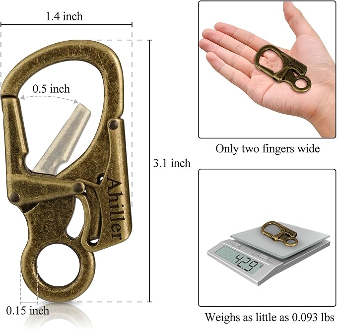 Ahiller Carabiner Clip, Double Anti-Misopening Locking Design, 3" Zinc Alloy Heavy Keychain for Outdoor Camping Hiking, Key Ring Clip