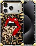 for iPhone 17 Pro Case Luxury Golden Decoration for Girl Women Soft TPU Shockproof Protective Hard PC Back for iPhone 17 Pro Crazy Pattern Brown Leopard Print Mouth