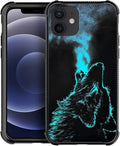 for iPhone 12 Mini Case, Blue Breathing Wolf Pattern Graphic Design Girl Boy Soft Silicone Hard Acrylic Shock Protection for iPhone 12 Mini