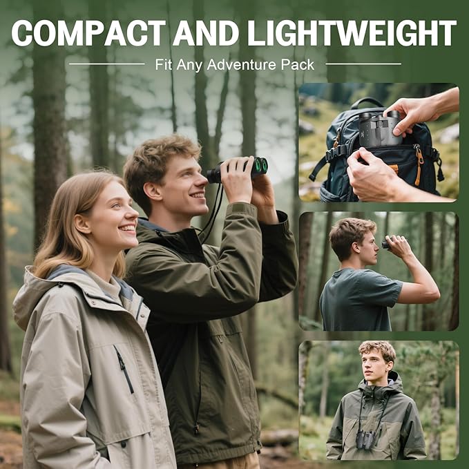 25x32 Binoculars for Adults Kids Compact - DEESOO High Powered Bird Watching Binoculars Lightweight Small Size for Hunting Traveling Sports Hiking Gift for Men Women