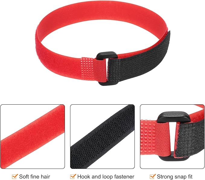 MECCANIXITY 5Pcs Reusable Battery Tie Down Straps,0.8x20" Red Nylon Multipurpose Battery Hold Down Adjustable Cinch Strap Hook Loop Fastening Tie for Quadcopters FPV RC Drone Boat Car