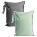 Tiny Twinkle Mess Proof Wet Bags | 2-Pack Reusable Waterproof Wet Bags for Swimsuits | Baby Clothes | Travel & Diaper Bag (Sage, Charcoal)