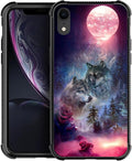 for iPhone XR Case, Star Two Wolfs Howling Pattern Graphic Design Girl Boy Soft Silicone Hard Acrylic Shock Protection for iPhone XR