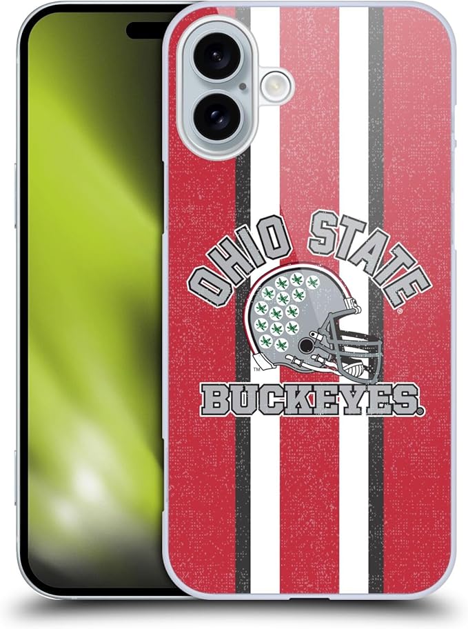 Head Case Designs Officially Licensed Ohio State University Helmet Football Graphics Hard Back Case Compatible with Apple iPhone 16 Plus