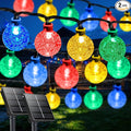 Multicolor Solar String Lights Outdoor, 2-Pack Total 100 LED 64FT Crystal Globe Solar Powered Lights for Outside Waterproof with 8 Lighting Modes, Patio decorations for Tree Wedding Party Garden Yard