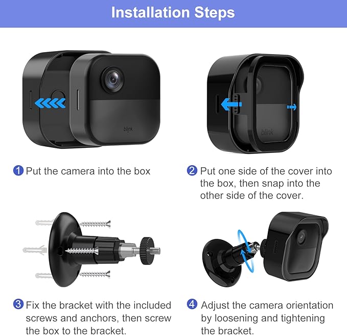 Wall Mount for Blink Outdoor 4th Gen and Outdoor 3rd Gen, 3 Pack Weatherproof Protective Housing and 360 Degree Adjustable Mounting with Blink Sync Module Mount (Camera Not Included, White)