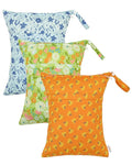 ALVABABY 3pcs Cloth Diaper Wet Dry Bags Waterproof Reusable with Two Zippered Pockets Travel Beach Pool Daycare Soiled Baby Items Yoga Gym Bag for Swimsuits or Wet Clothes 3L-ZM30