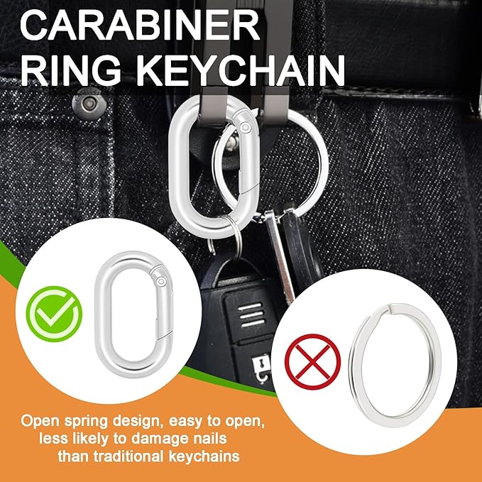 10Pack Oval Large Carabiner Clip, Metal Spring Carabiner Clips for Paracord Keychain Lanyard, Car Key Rings, Dog Tag Clip, Pets Collar Buckles, Purse Keychain Replacement (Gun Black)