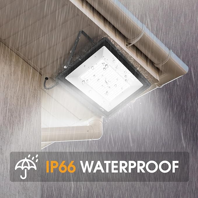 YANYCN 2 Pack 250W Led Flood Lights Outdoor,Super Bright 37000LM Security Lights with Plug,Exterior IP66 Waterproof 5000K Daylight White FloodLight for Basketball Court, Yard, Garden,Parking lot etc
