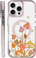 Case for iPhone 16 Pro Max,[Compatible with MagSafe],Retro Mushroom Sunflower Phone Case Design，for Women Girls Magnetic Clear Cover - Slim, Sleek, & Shockproof Protection