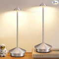 Modern Cordless Table Lamp Set of 2, Portable LED Desk Lamps, 5000mAh Rechargeable Battery Operated Lighting for Bedroom Dining Room Restaurant Coffee Shop Camping Night Light (Brushed Nickel)