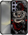 for Samsung Galaxy S24 S25 Case, Entwined Rose Snake Pattern Graphic Design Girl Boy Soft Silicone Hard Acrylic Shock Protection for Samsung Galaxy S24 S25