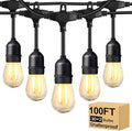 BRIMAX 2W 100FT Outdoor String Lights Commercial Grade with 32 Shatterproof S14 Dimmable LED Bulbs Patio String Lights Heavy Duty Waterproof for Bistro Cafe Market 2700K