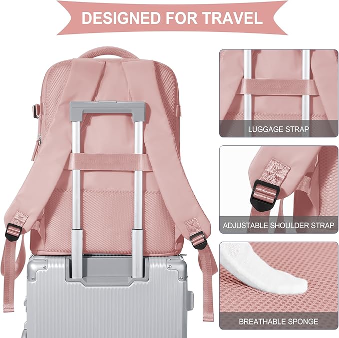 coowoz Large Travel Backpack For Women Men,Carry On Backpack Flight Approved,Hiking Backpack Waterproof Outdoor Sports Rucksack Casual Daypack Fit 15.6 Inch Laptop Shoes Compartment