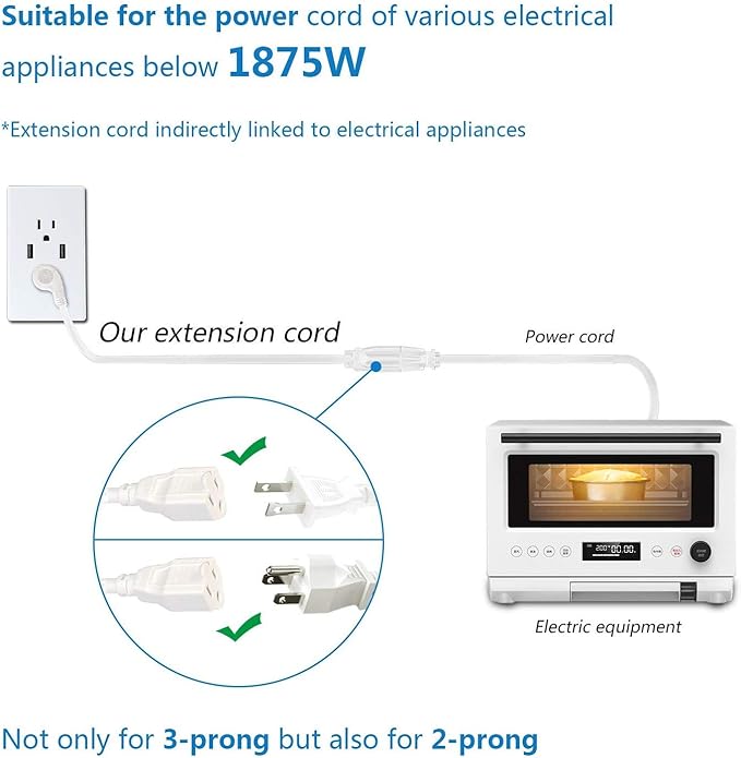 FIRMERST 1875W 15 Feet Extension Cord Heavy Duty 14 AWG Low Profile 15A W