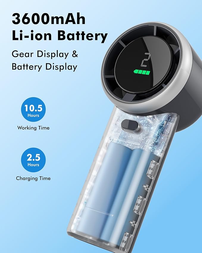 WHATOOK Portable Handheld Mini Fan: High Speed Cooling Fan, 10 Hours Battery Life, USB Rechargeable, Small Essentials for Women, Beach Travel, Vacation (Black)