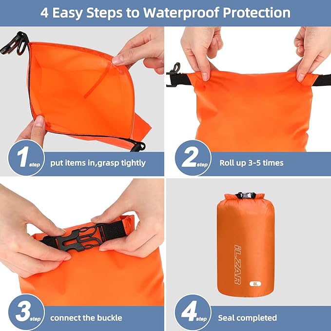 6PCS Dry Bags Waterproof, Lightweight Dry Bags for Kayaking Waterproof，Outdoor Waterproof Bag for Kayaking Hiking Boating Camping