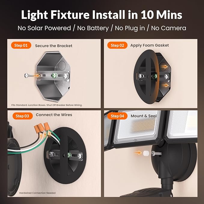 LEPOWER-TEC Zero Blind Spots Outdoor Security Light with 240° & 100ft Dual PIR Motion Sensor, 7000LM Adjustable Flood Light Brightness for Garage Driveway, Dusk to Dawn, IP65, Easy Hardwired Install