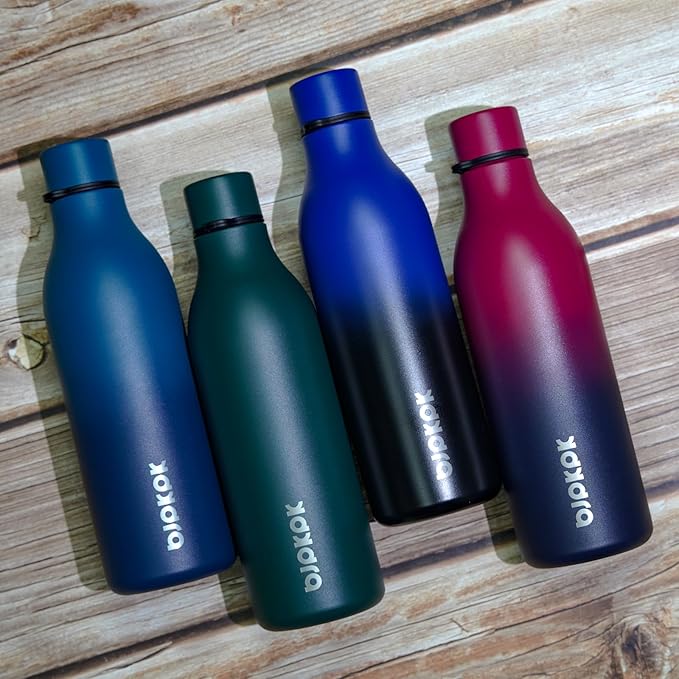 BJPKPK Insulated Water Bottles, 25 oz Stainless Steel Metal Water Bottle with Strap, BPA Free Leak Proof Jugs, Mugs, Flasks, Reusable Thermal Flasks for Sports & Travel, Lake Blue