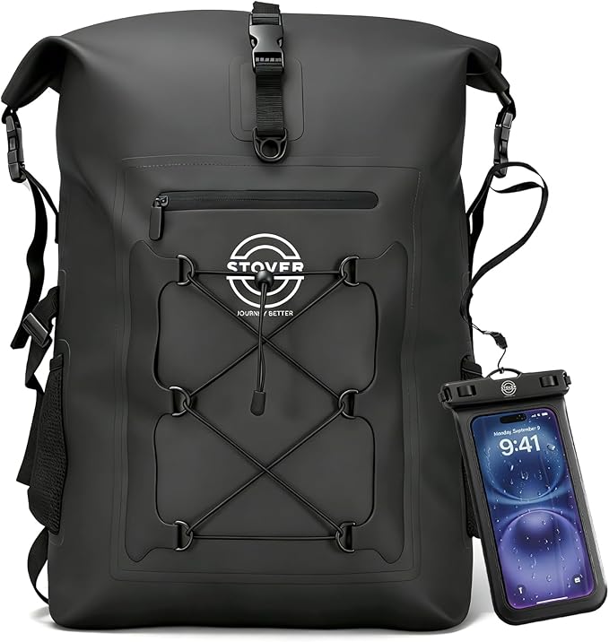 STOVER 5/10/25/30/40/55L Waterproof Dry Bag- Roll-Top Backpack w/Phone Case- Kayaking, Hiking, Camping, Boating- Men/Women