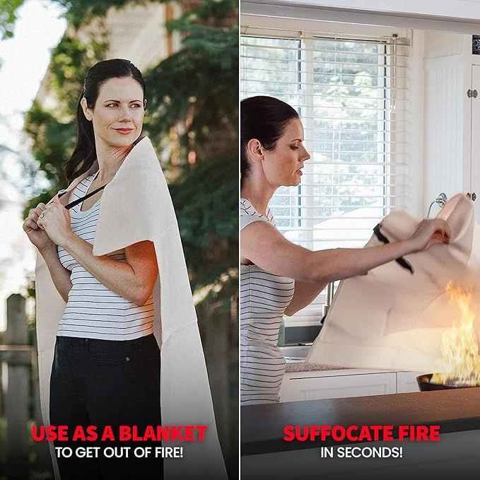 Prepared Hero Emergency Fire Blanket - 8 Pack - Fire Suppression for Kitchen, 39” x 39” Fiberglass Fire Blanket for Home