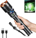 WdtPro Rechargeable LED Flashlights High Lumens, Super Bright 90000LM Rechargeable Flashlight with LCD Display, 5 Modes & Waterproof Powerful 10000mAh Handheld Flashlight for Camping Emergency