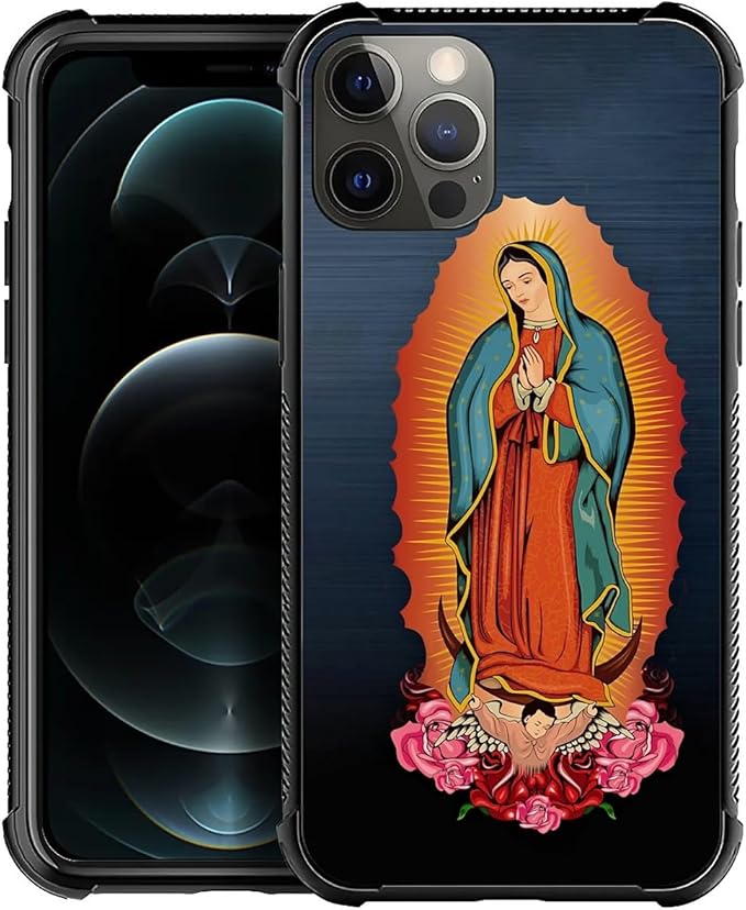 for iPhone 11 Pro Case, Red Virgen Guadalupe Pattern Made of Soft Silicone Hard Acrylic Shock Protection for iPhone 11 Pro