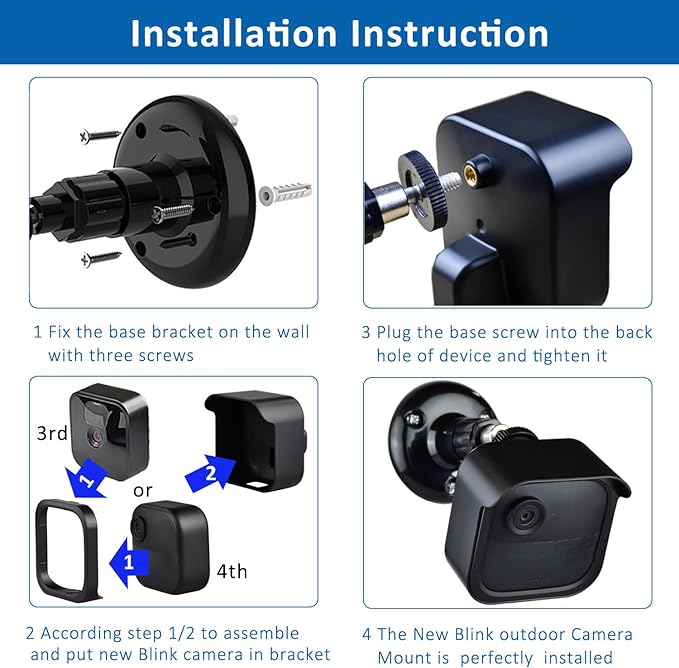 3PACK Blink Outdoor Camera Mount Bracket with Sync Module Core/XR Outlet Mount for Blink Outdoor 4th/3rd Camera (Camera Not Include)