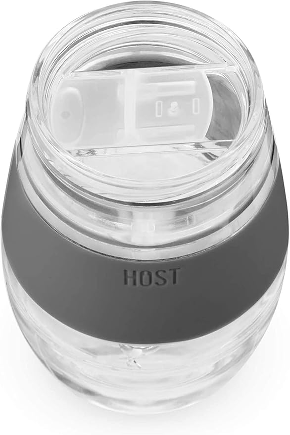 Host Freeze Wine Glasses with Lids, Wine Tumbler Gifts for Mom, Travel Gifts for Women, Insulated Cooling Cups for Red and White Wines, Freezable Tumblers for Outdoor Party, 8.5 oz, Set of 2, Gray