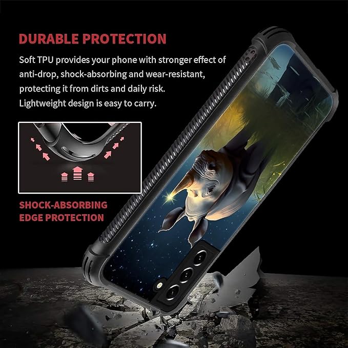 for Samsung Galaxy S21 FE Case, Rhino Water Marshes Pattern Graphic Design Girl Boy Soft Silicone Hard Acrylic Shock Protection for Samsung Galaxy S21 FE