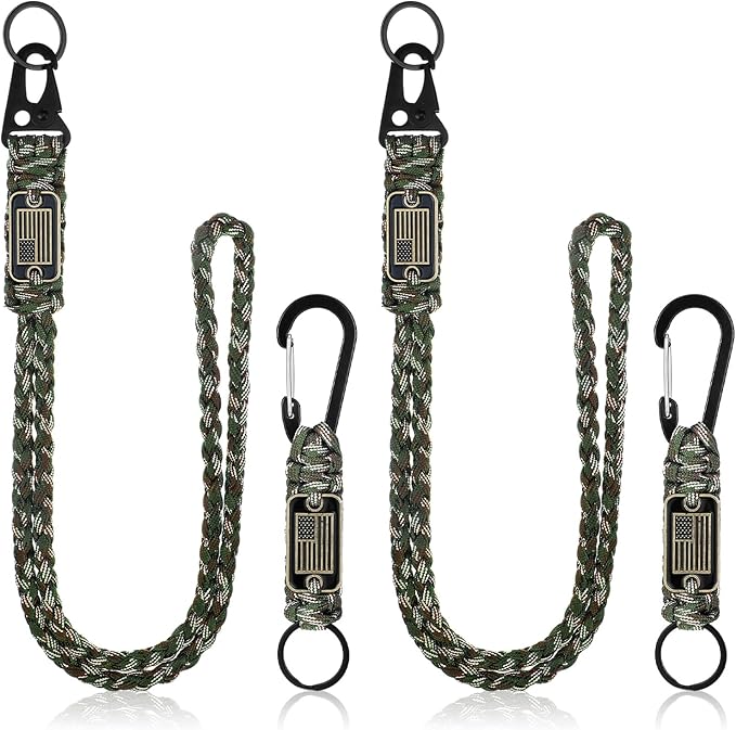 Frienda 2 Set Heavy Duty Paracord Lanyard Necklace Whistles Strap Braided 550 Keychain Lanyard for Outdoor Activities Camera