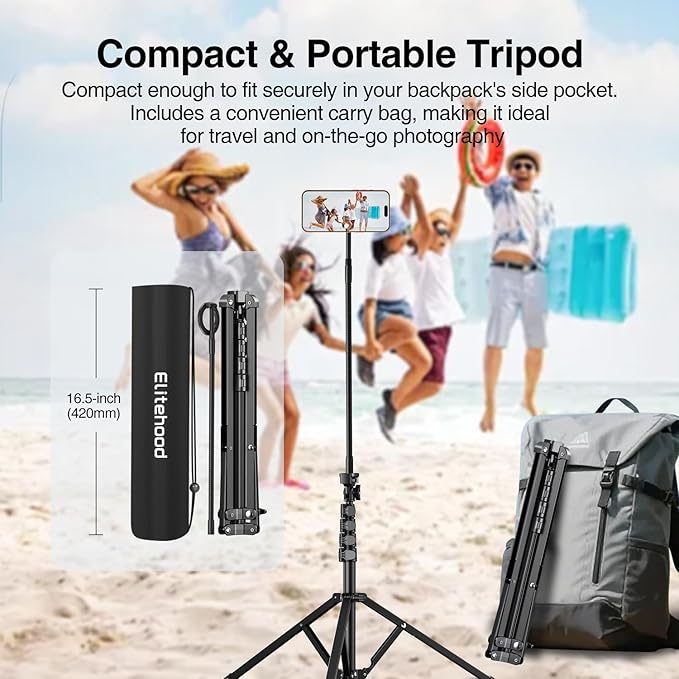 elitehood Magnetic iPhone Tripod Stand with Flexible Gooseneck, Magsafe Phone Stand for Video Recording Filming, Heavy Duty Aluminum Phone Tripod for iPhone 17 Pro Max / 17 Pro / 16 Pro Max