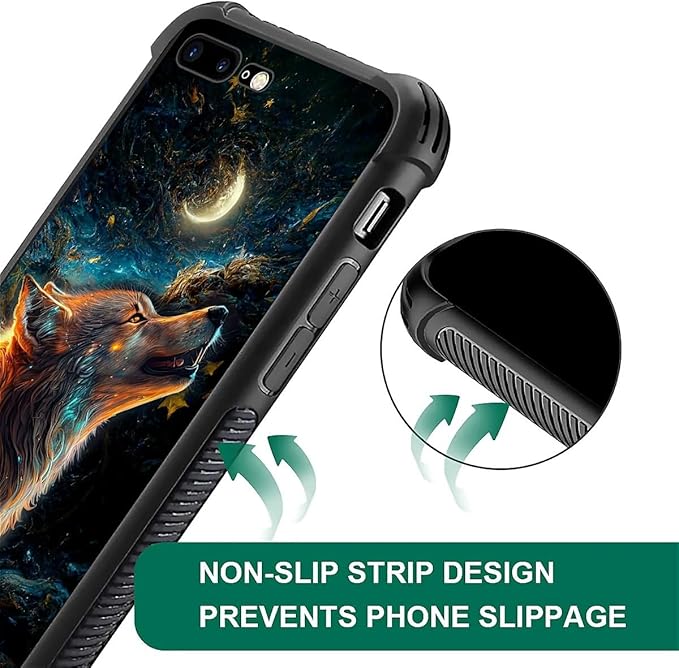 for iPhone 7/8 Case, Star Cave Hungry Wolf Pattern Graphic Design Girl Boy Soft Silicone Hard Acrylic Shock Protection for iPhone 7/8