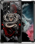 for Samsung Galaxy S22 Ultra Case, Entwined Rose Snake Pattern Graphic Design Girl Boy Soft Silicone Hard Acrylic Shock Protection for Samsung Galaxy S22 Ultra