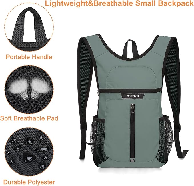 MOSISO Lightweight Hiking Daypack Small Packable Travel Hiking Backpack, Foldable Shoulder Bag with Front Vertical Pocket