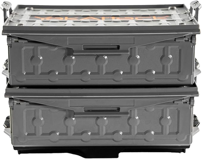 YakAttack TracPak Combo Kit – Battleship Grey | 2 Stackable Storage Boxes + Quick Release Track Base | Fits MightyMount, GearTrac & Kayak Tracks | Space-Saving Fishing Storage | Compact Kayaking Box