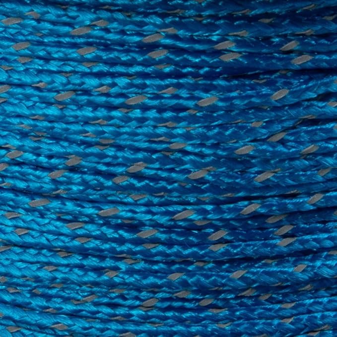 Paracord Planet Micro Paracord – Thin Braided Cord for Crafting, Fishing, and DIY Projects in 125 ft Spools – Reflective Colonial Blue