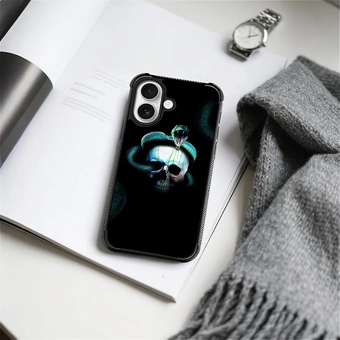 for iPhone 17 Case,for MagSafe Graphic Design for Girl Boy Soft Silicone Hard Acrylic Shock Protection Designed for iPhone 17 Skeleton Winding Snake Pattern