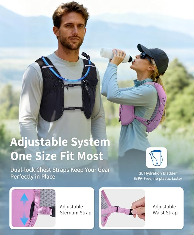 ECOHUB Running Hydration Vest Backpack, Lightweight Hydration Pack Bag Daypack for Hiking Cycling Marathon Backpack Vest for Women Men (No Bladder Included)