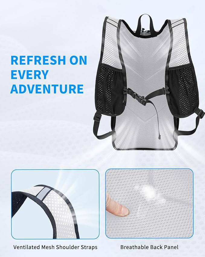 Blue Quartz Hydration Backpack with 2L Water Bladder, 18L Hiking Backpack for Women Men, Lightweight Water Pack with Phone Pocket for Quick Access, Hydration Pack for Cycling, Running, Biking