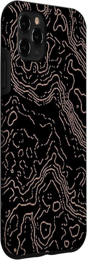 Topography Black & Brown Abstract Pattern Topographic Map Case for iPhone 11 Pro Max