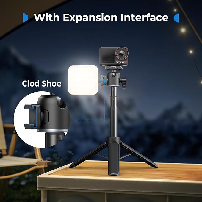 SmallRig Action Camera Selfie Stick Tripod, 7.8-21.6in Extendable, 360° Ball Head, Cold Shoe Mount, Quick Release Adapter for DJI Action 5 Pro/4, 1/4-20" Screw for Hero 13/12/11, Webcam - 5435